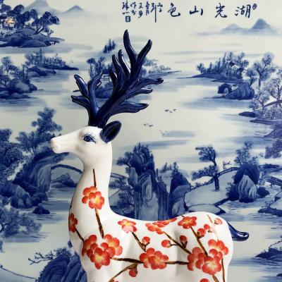 Cặp Hươu Tài Lộc - họa tiết Hoa Đào